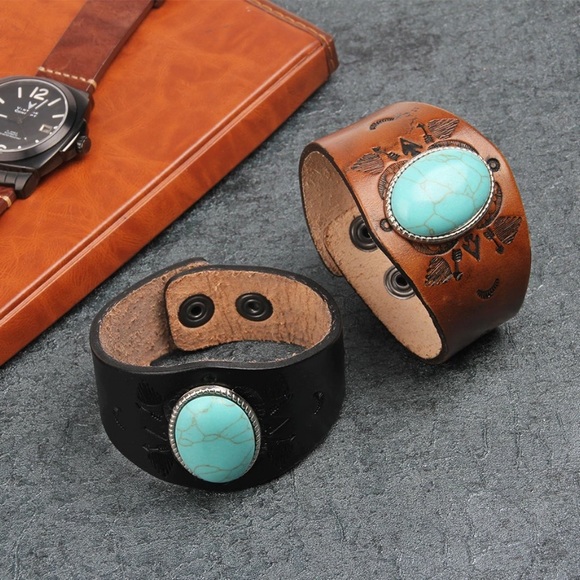 💕Boho Steampunk leather cuff - Picture 6 of 6